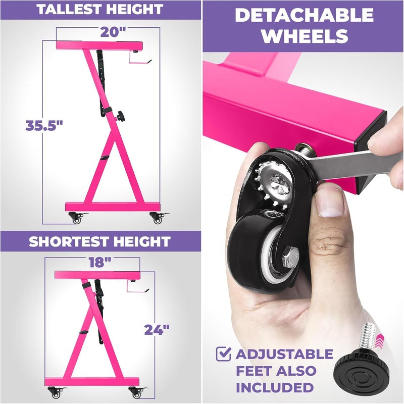 Liquid Stands Piano Keyboard Stand w/ Wheels - Z Style Adjustable and Portable Heavy Duty Music Stand for Kids and Adults - Fits 54-88 Key Electric Pianos - Sturdy Rolling Musical Keyboard Stand Pink - Image 3